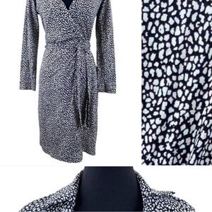 DIANE VON FURSTENBERG Silk Wrap Dress Geometric Print Size 12